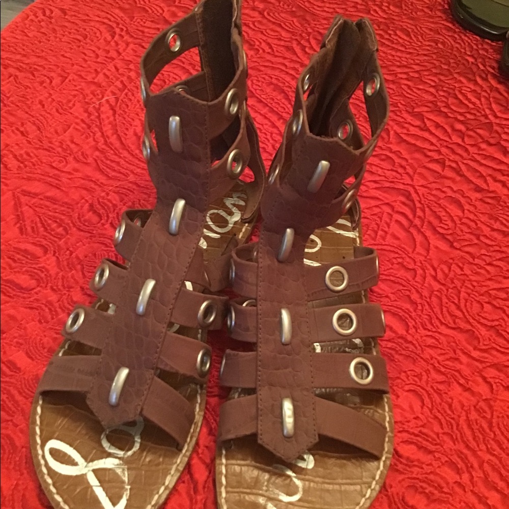 Sam Edelman brown strappy sandals zipper back 7.5 - Picture 4 of 9